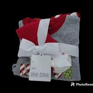 Okie Dokie 3 Piece Christmas Pajama and Sock Set NWT